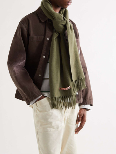 Acne Studios Logo-Detailed Fringed Wool Scarf outlook