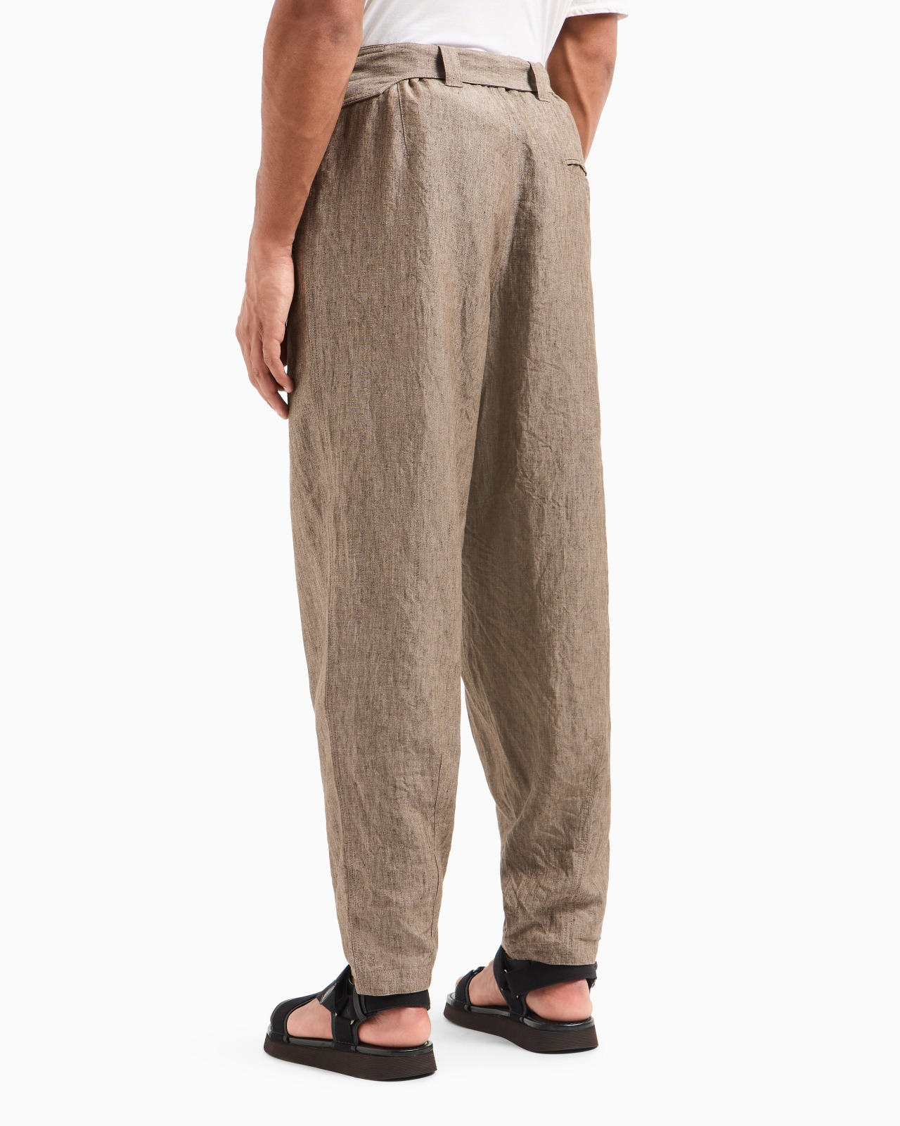 FLAT-FRONT TROUSERS IN PURE FADED LINEN CHAMBRAY - 3