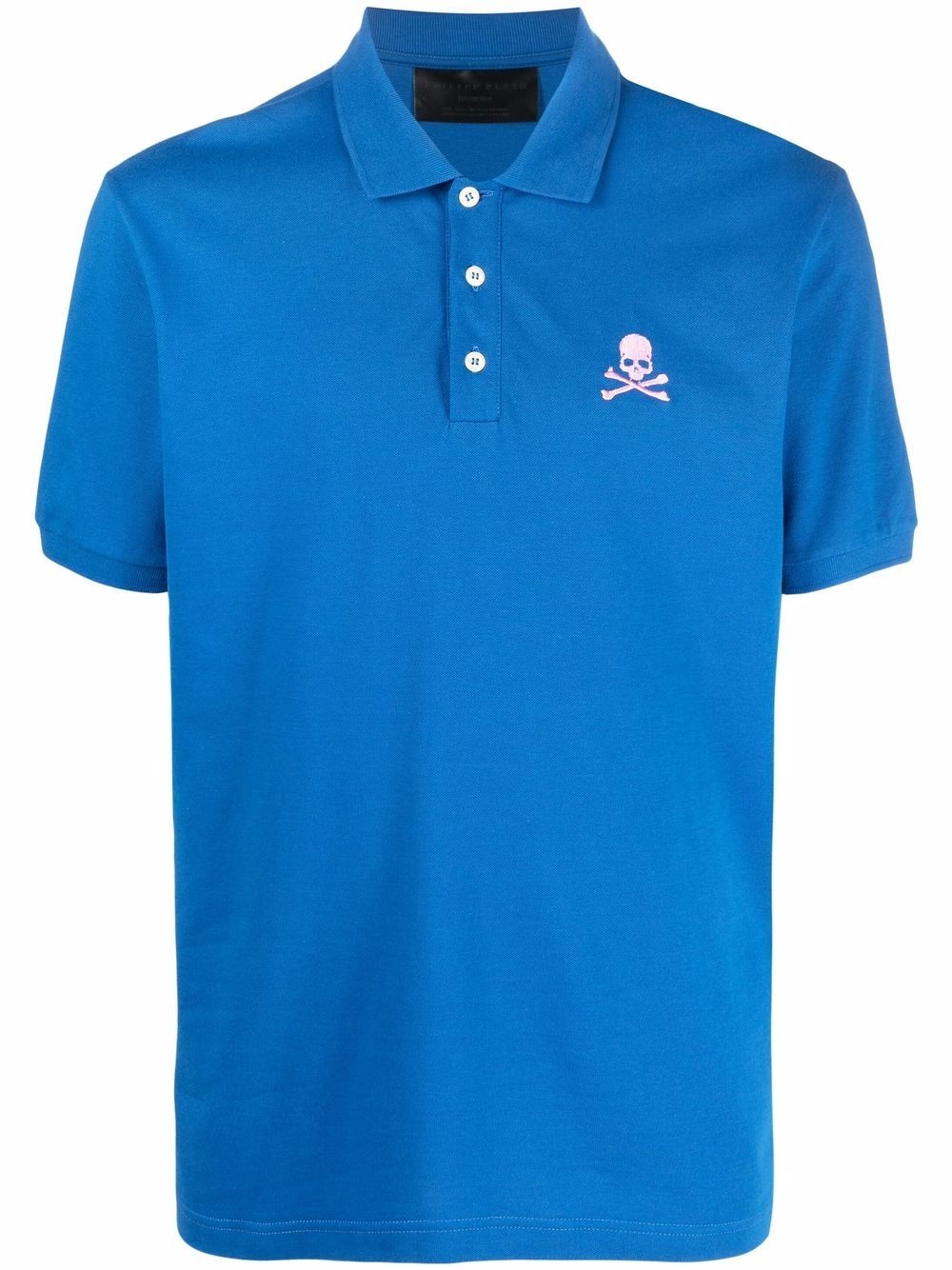 skull-embroidered polo shirt - 1