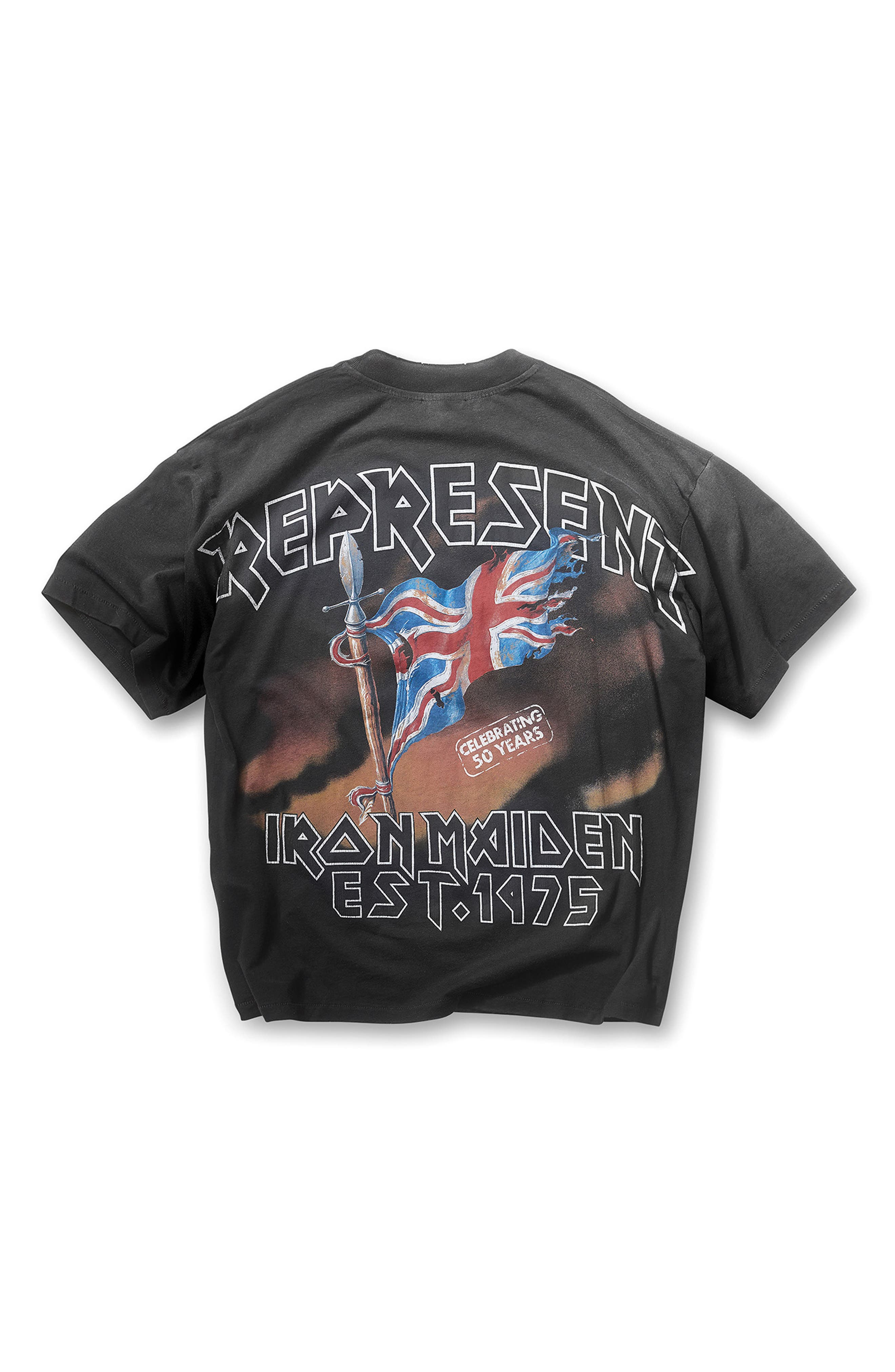 Represent Iron Maiden Steed Graphic T-Shirt in Stained Black at Nordstrom - 6