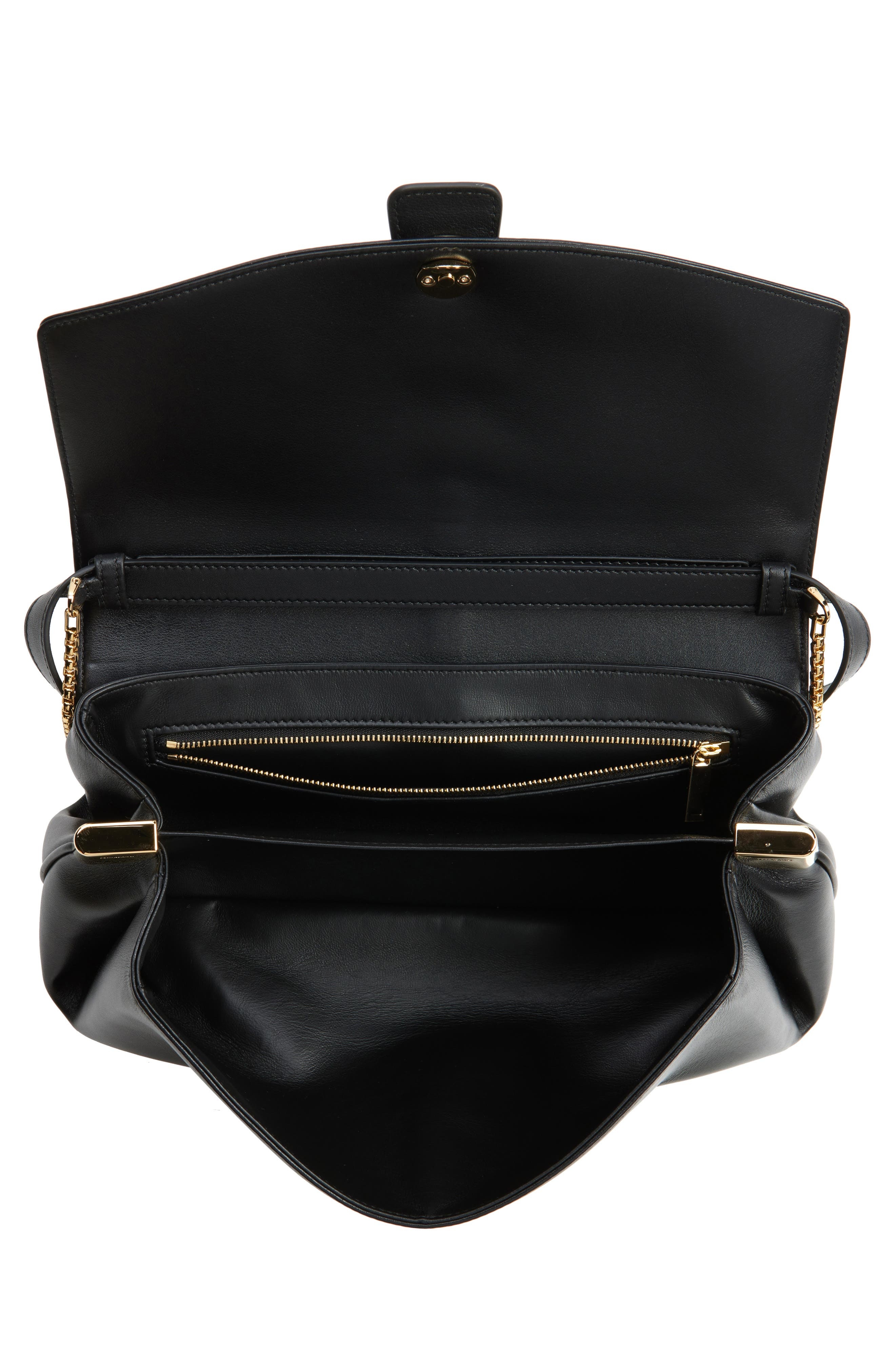 FERRAGAMO Medium Front Flap Leather Crossbody Bag in Nero at Nordstrom - 5