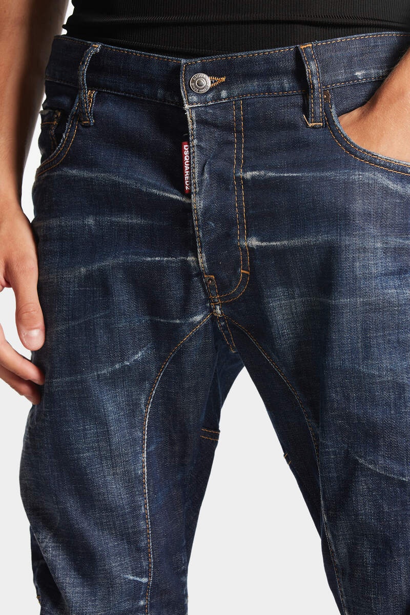 DARK CLEAN WASH TIDY BIKER JEANS - 5
