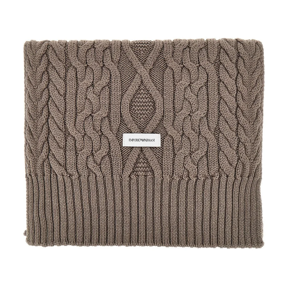 WOOL-BLEND SCARF WITH LOGO LABEL - 1