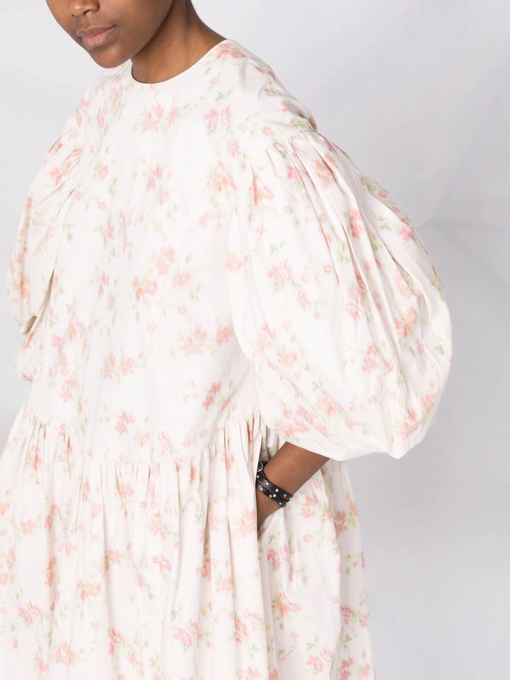 floral-print puff-sleeve midi dress - 5