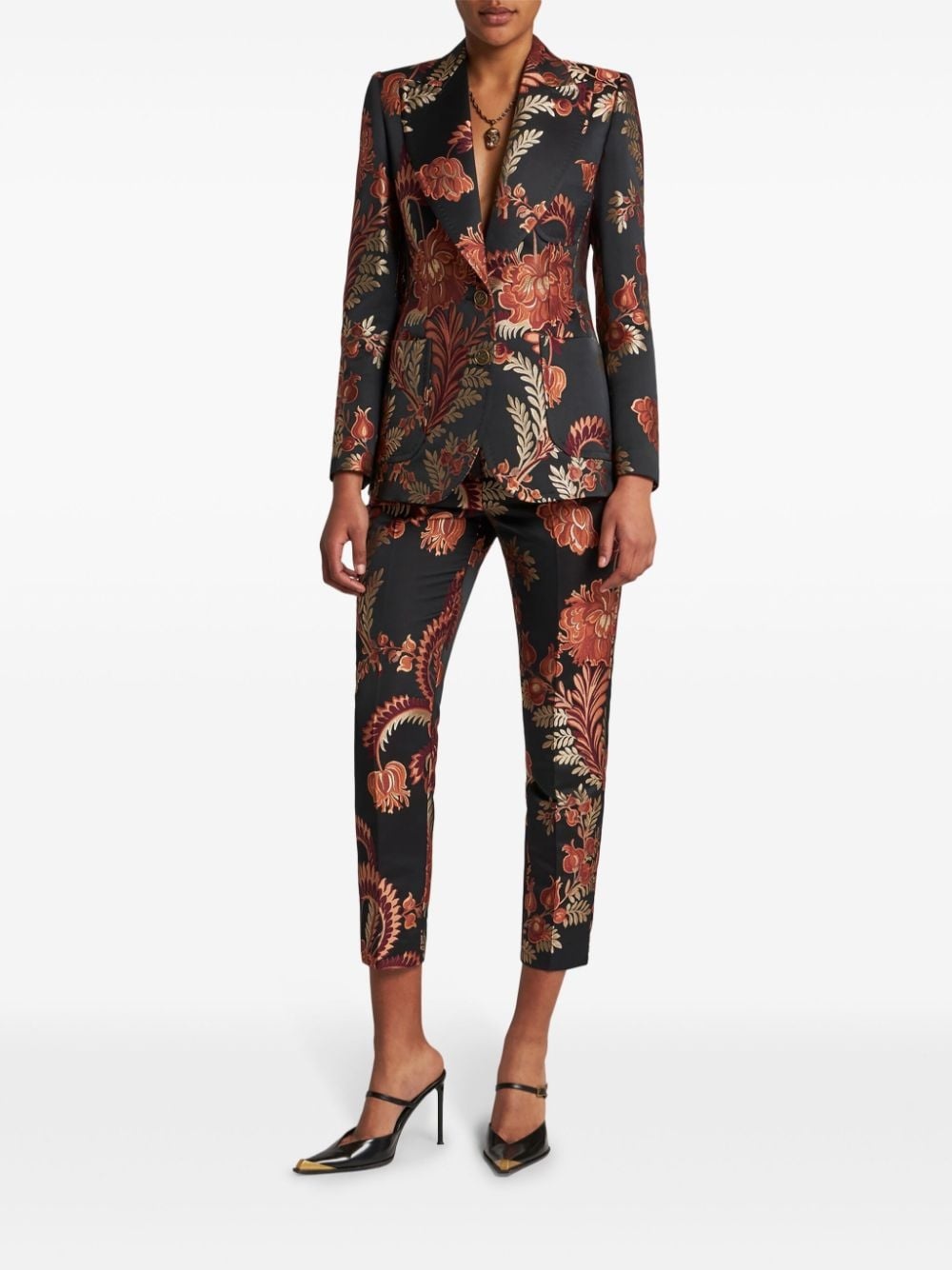 jacquard tapered trousers - 2