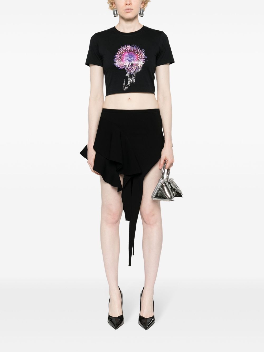 asymmetric knitted mini skirt - 2