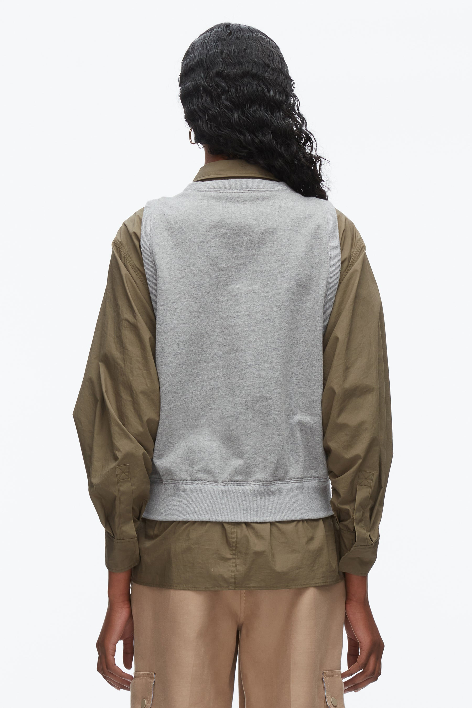 Layered Vest Ruched Sleeve Shirt - 5