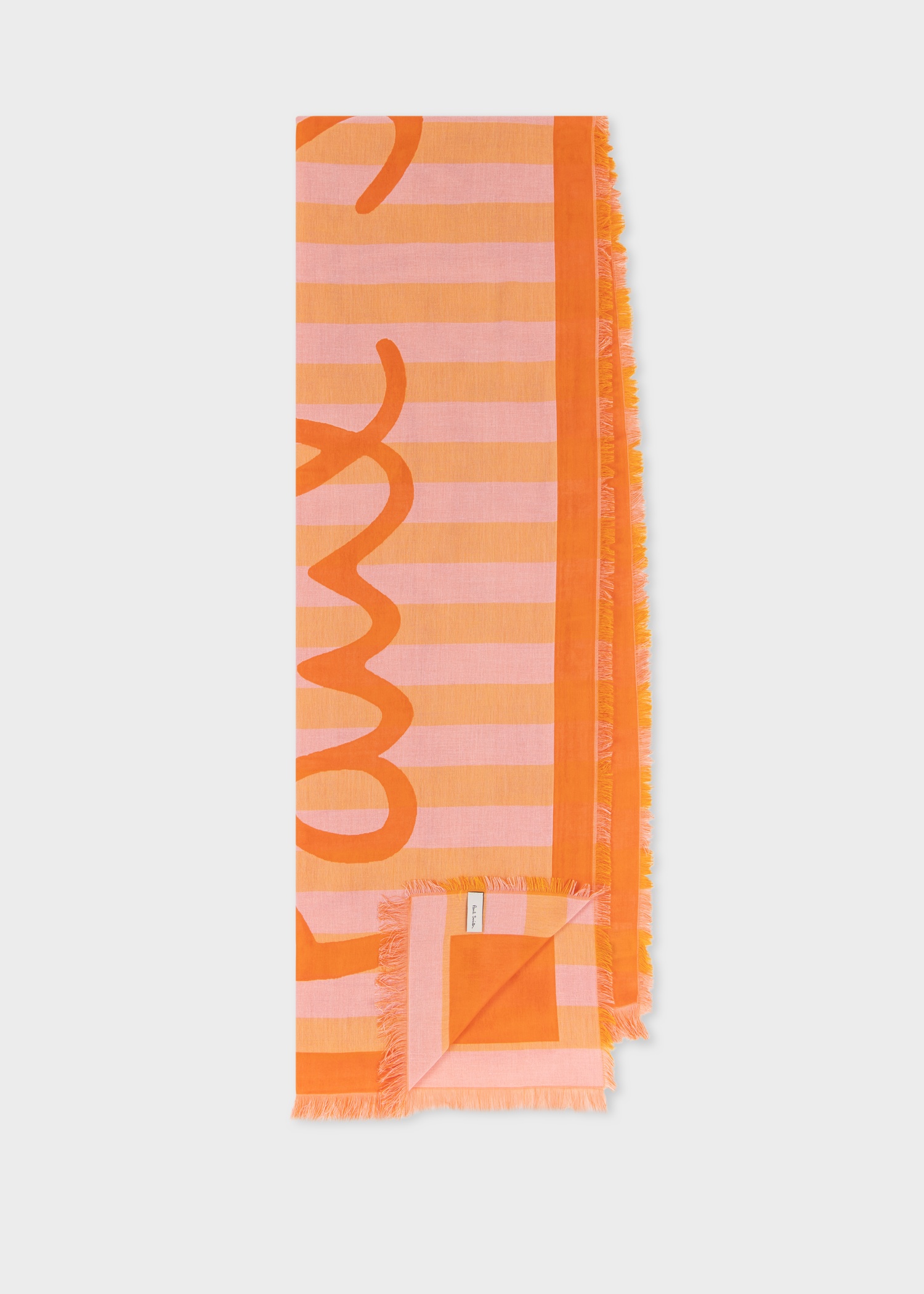 Women's Orange Horizontal Stripe Logo Scarf - 1