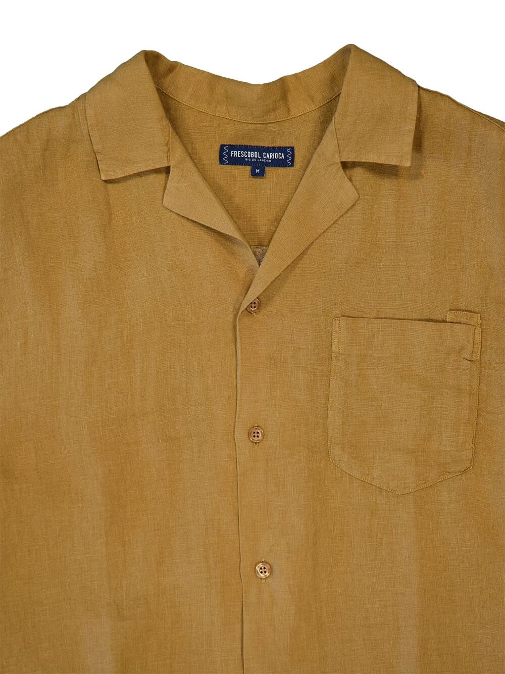 short-sleeves button-up linen shirt - 4