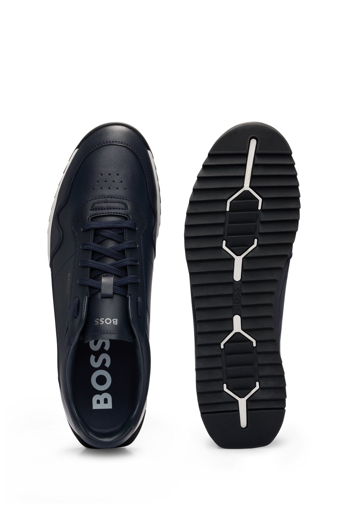 LEATHER TRAINERS WITH KNURLED SOLE AND SIGNATURE DETAILS - 4