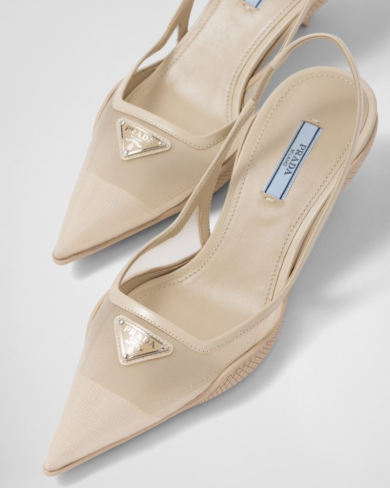 Mesh fabric slingback pumps 6
