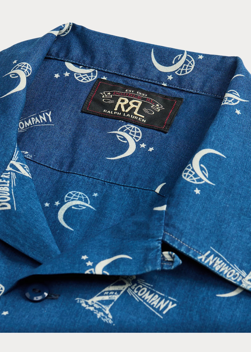 Lighthouse-Print Indigo Camp Shirt 3