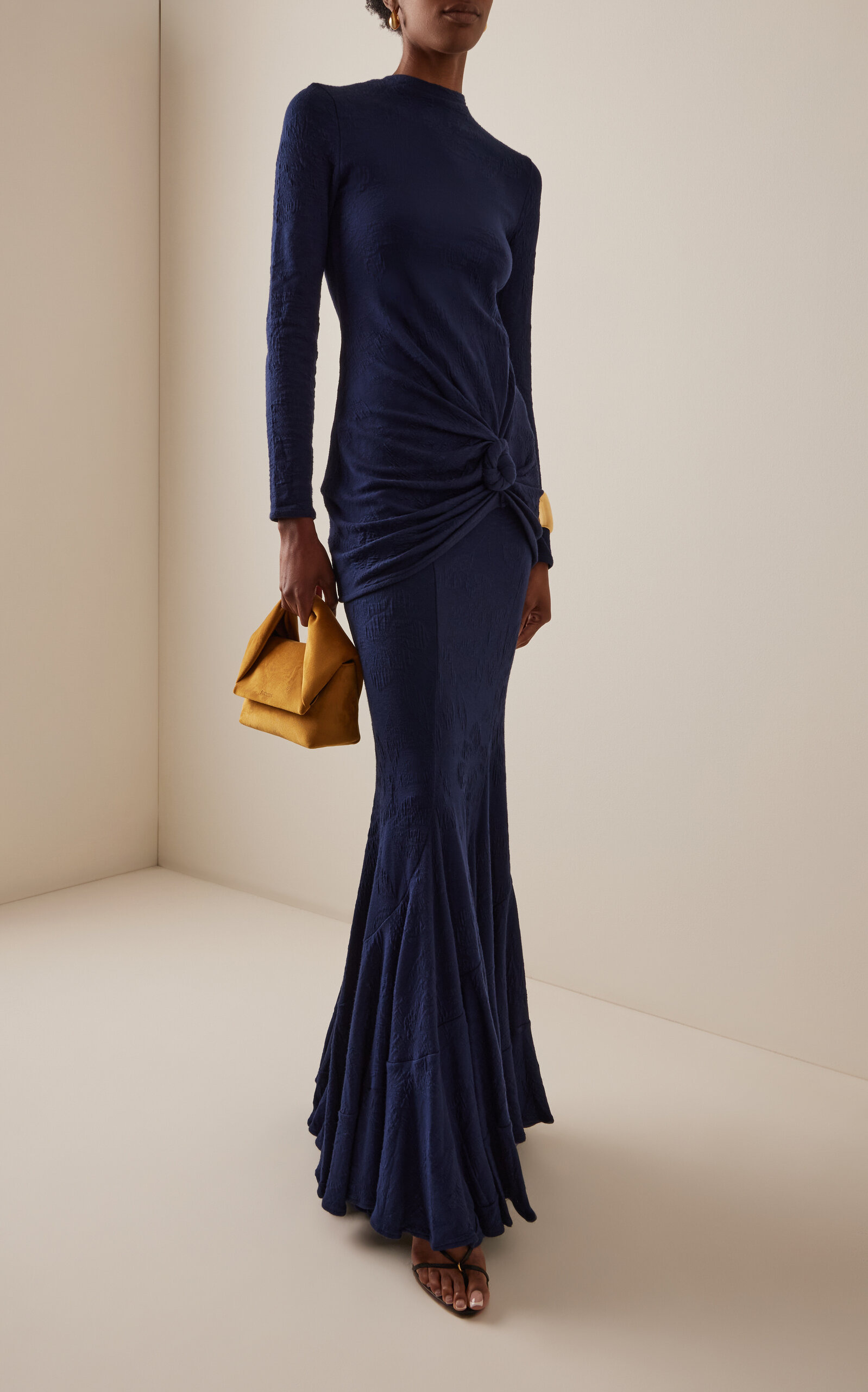 Celyse Wrap-Detailed Knit Top navy - 3