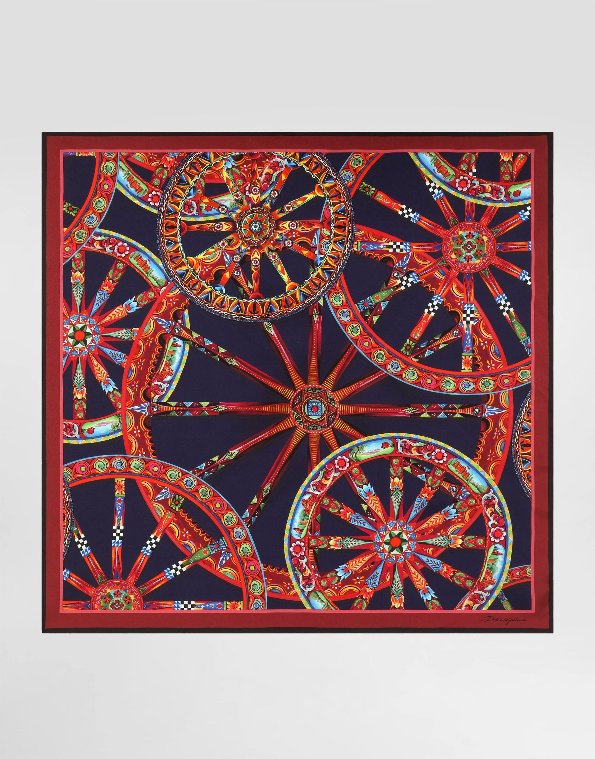 90x90 carretto-print silk twill scarf - 1