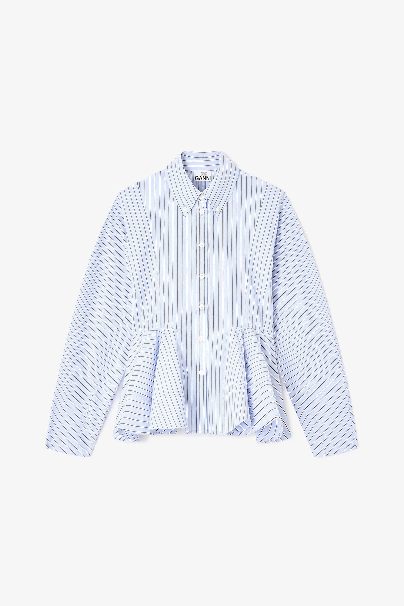 BLUE STRIPE PEPLUM SHIRT - 1