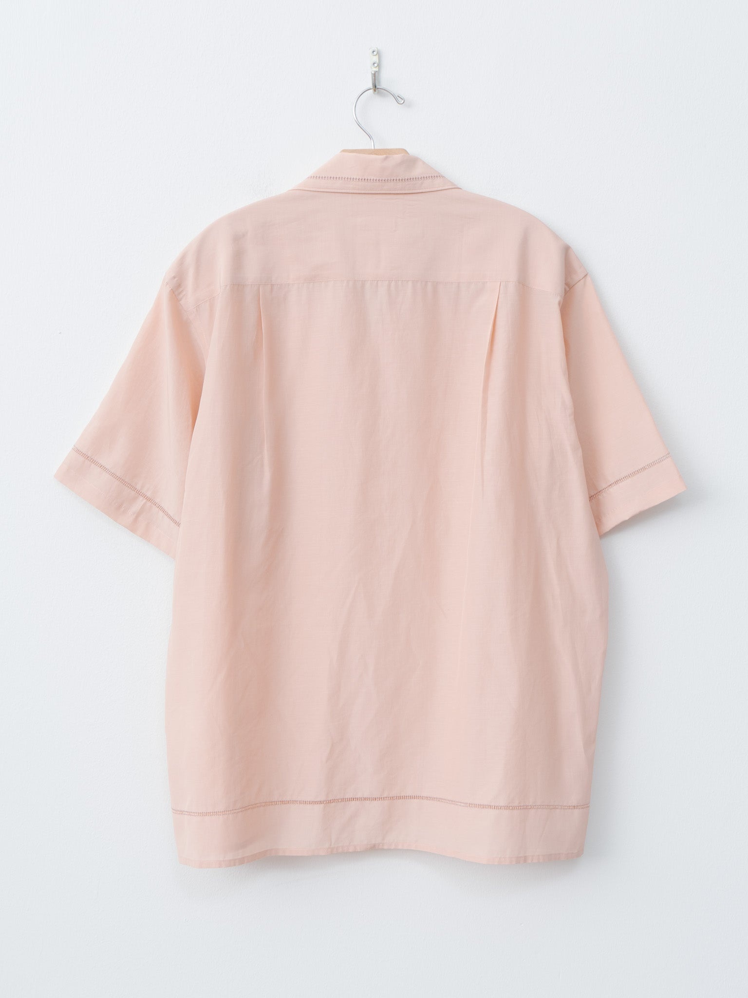 Embroidery Open Collar Shirt - Pink - 7