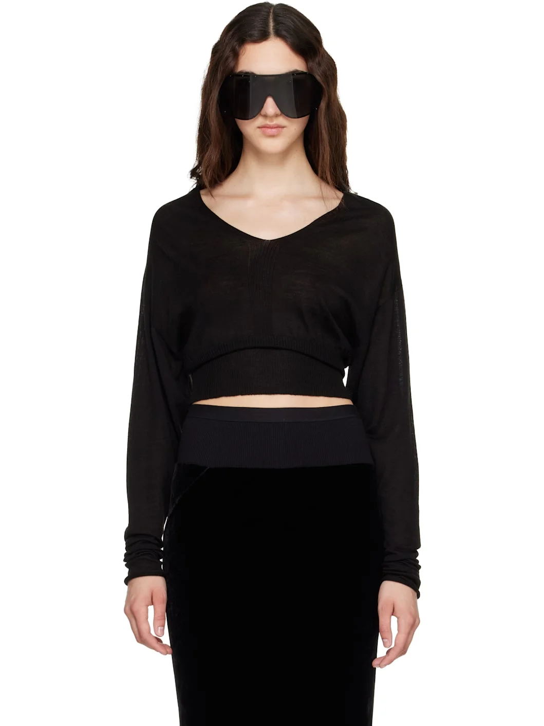 Black Tower V Cropped Sweater - 1