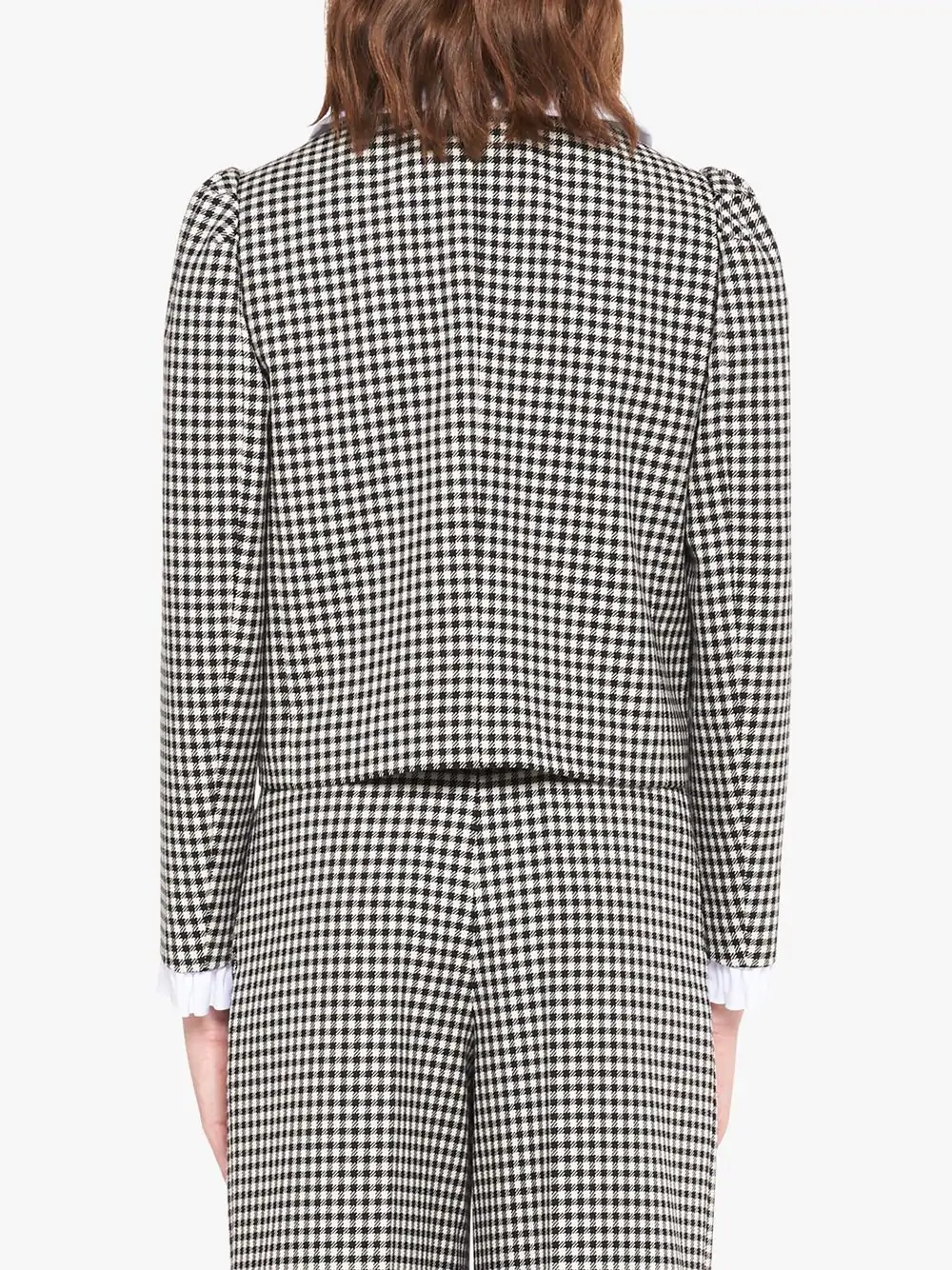 single-breasted gingham check jacket - 4