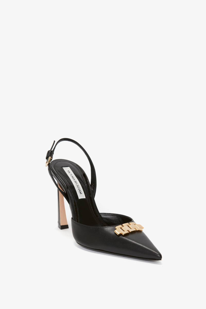 Victoria Beckham Pointy Toe Sling back in Black Calf outlook