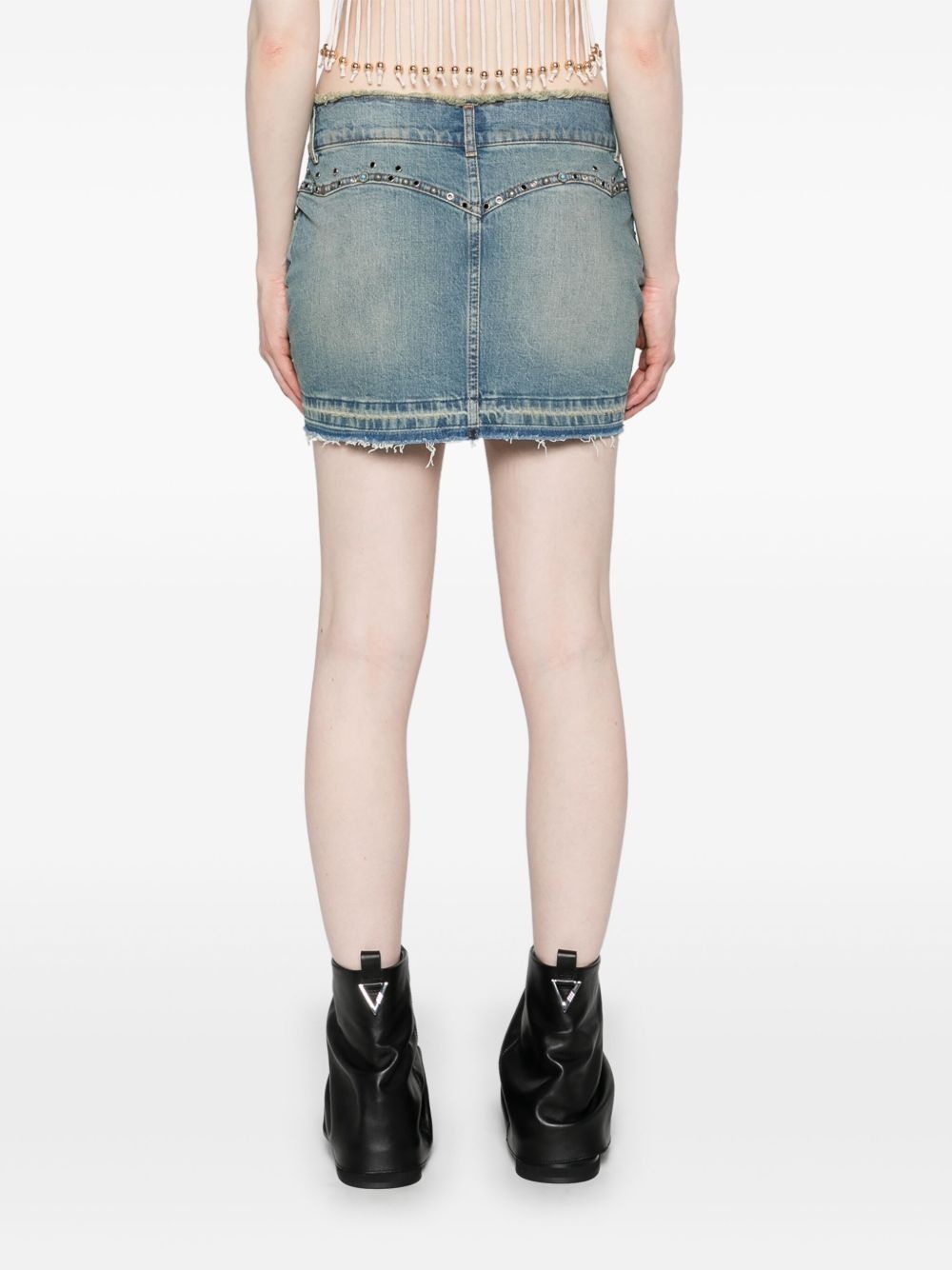 frayed-brim denim miniskirt - 4