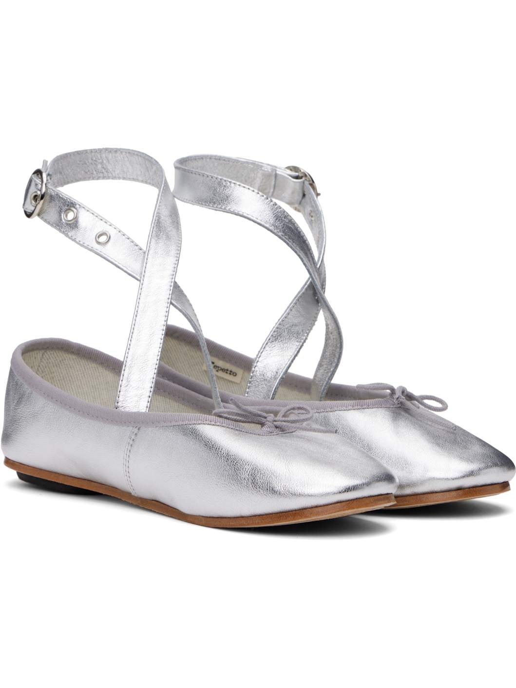 Silver Sophia Belt Ballerina Flats - 4