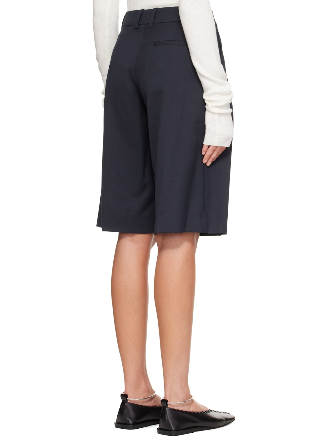 Navy Bilbao Pleated Bermuda Shorts - 3