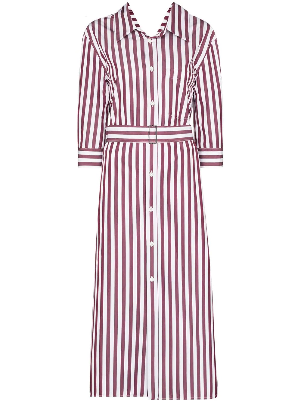 stripe-pattern midi shirt dress - 1