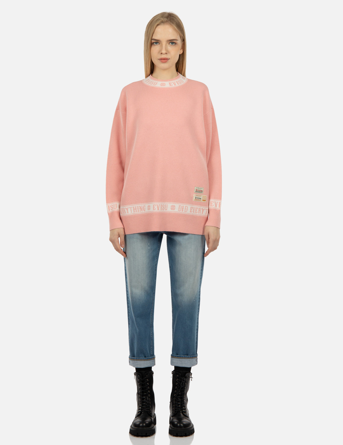 LOGO AND KAMON JACQUARD KNITTED SWEATER - 5