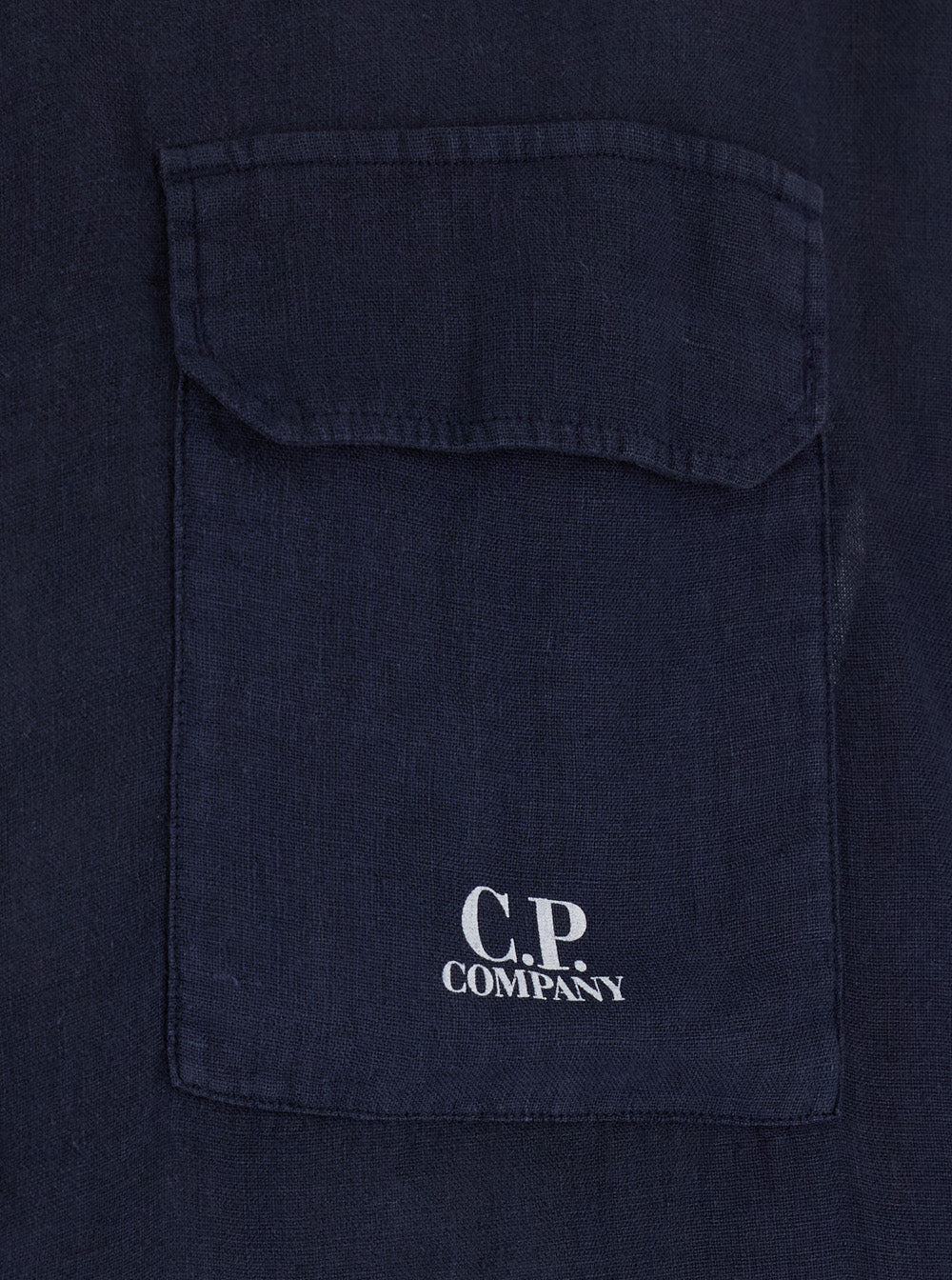 C.P. Company Men Blue Shirt With Lettering Logo Printed On The Front In Linen Man - 3