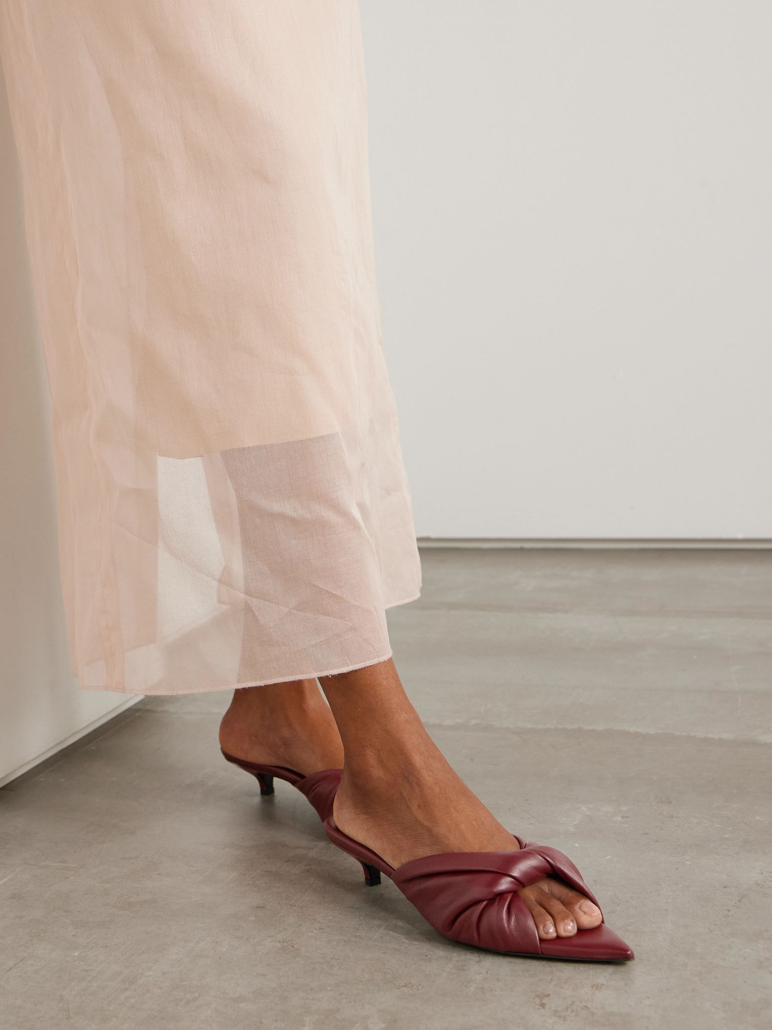 Knotted leather mules Burgundy - 2