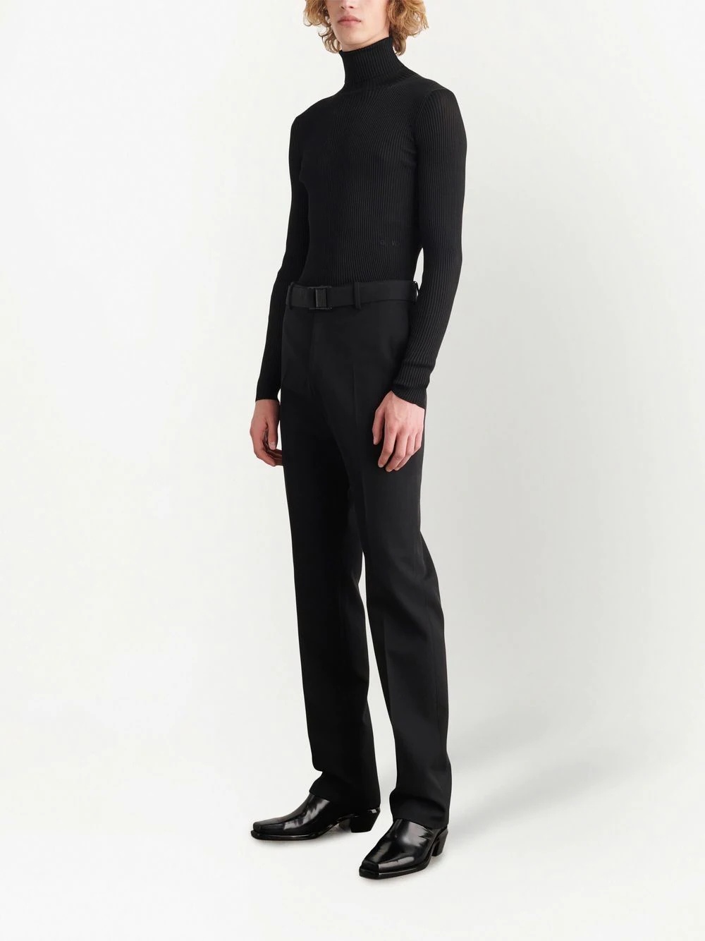 belted slim-fit trousers - 3