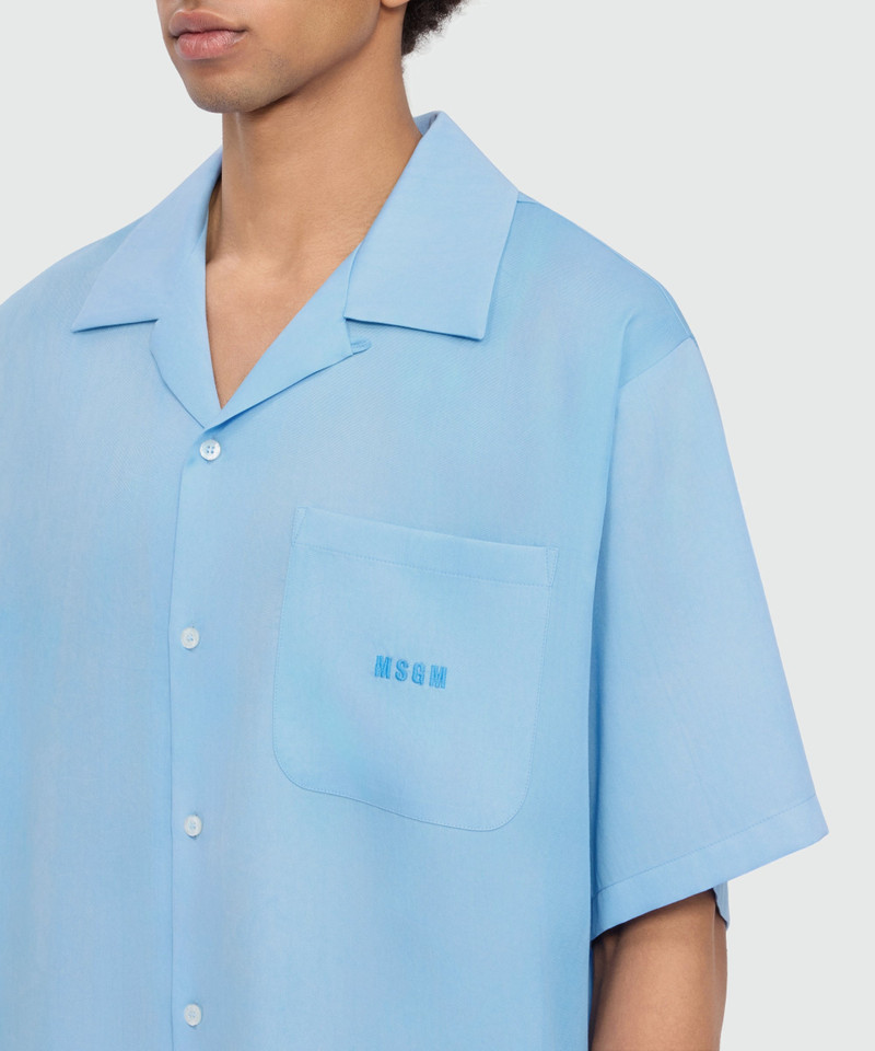 Light blue bowling short-sleeve lyocell shirt with tie-dye effect and embroidered logo on the chest 5