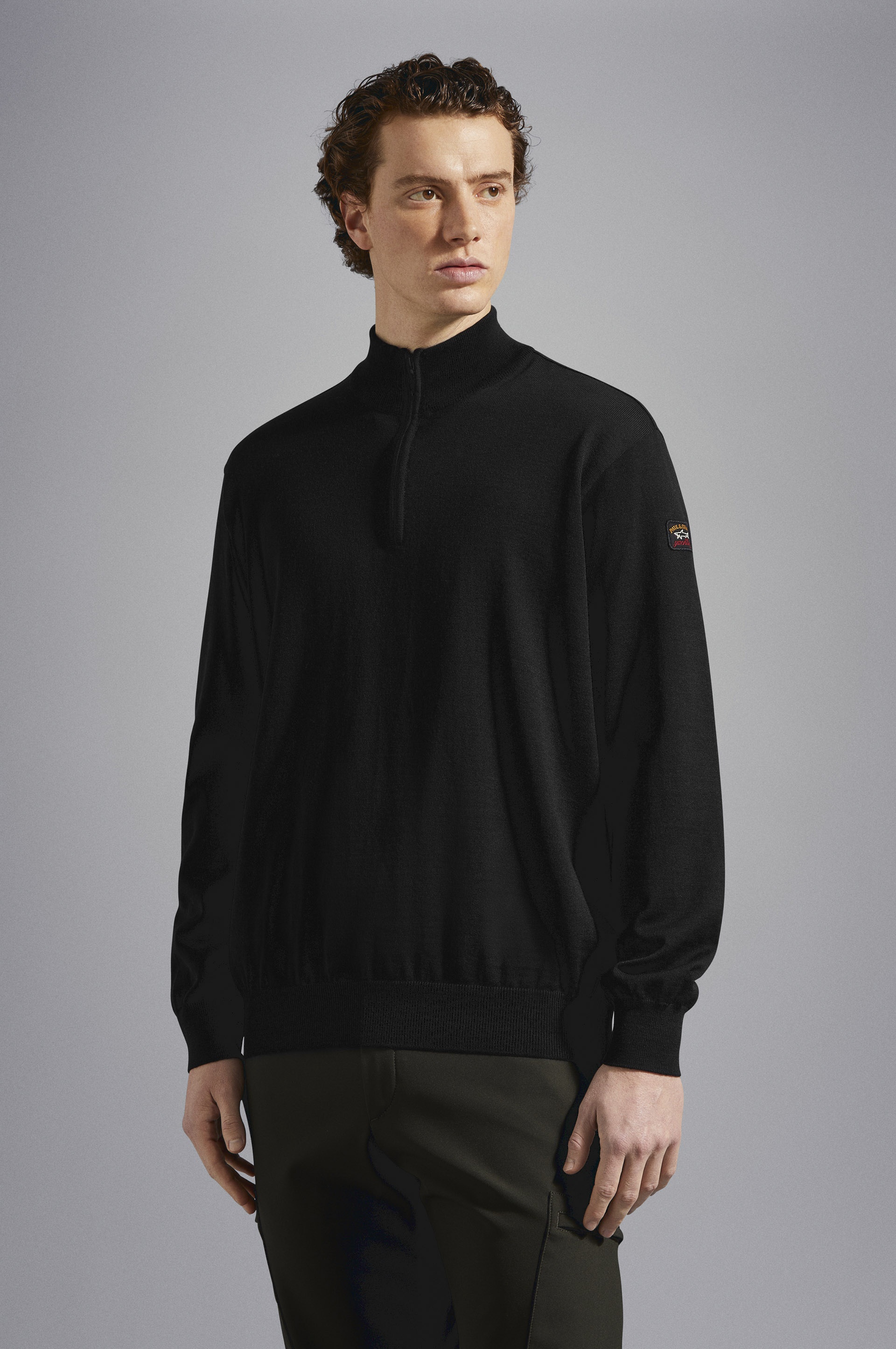 MERINO WOOL HALF ZIP SWEATER WITH ICONIC BADGE - 6