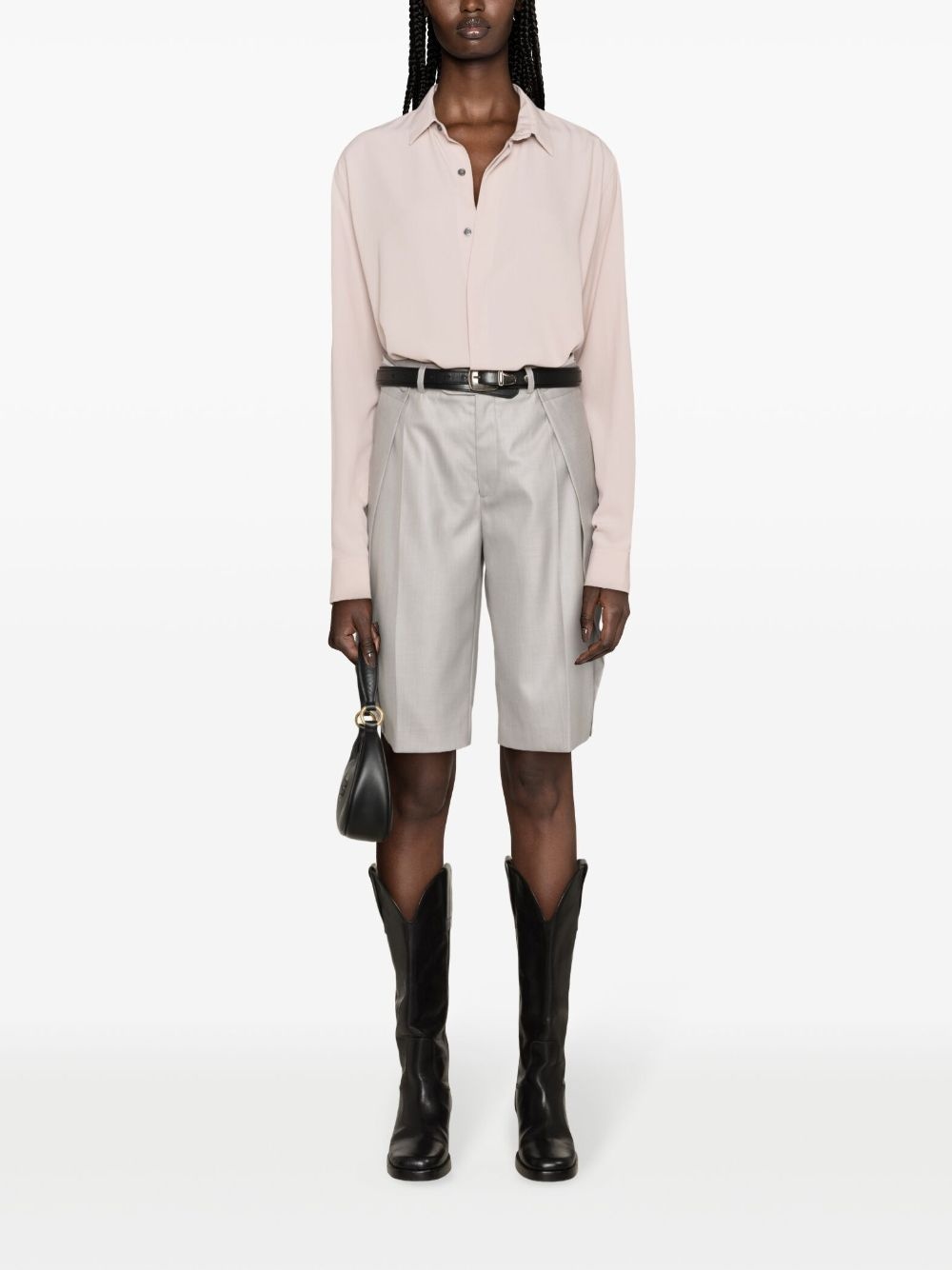 classic-collar crepe shirt - 2
