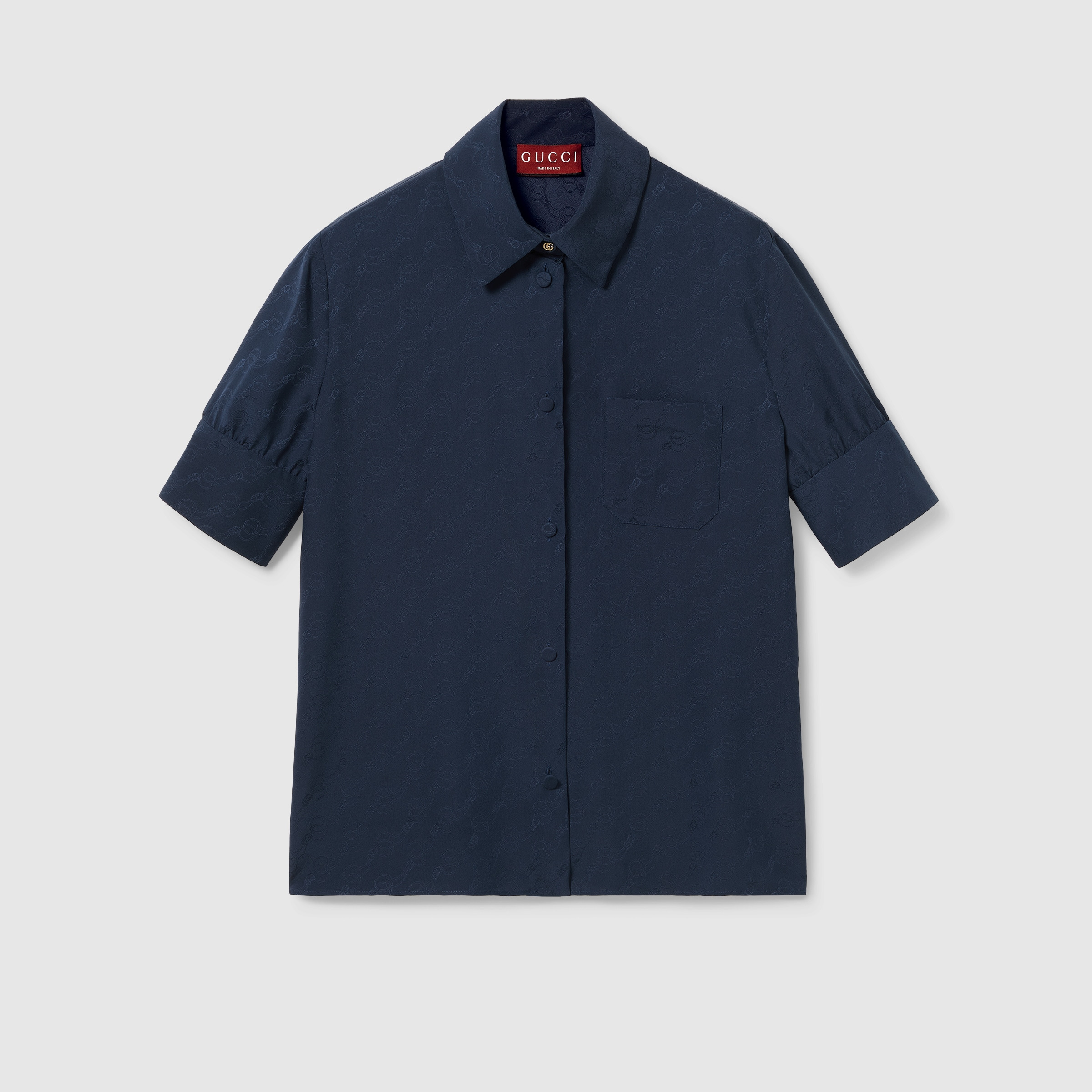 GG and chain silk jacquard shirt - 1