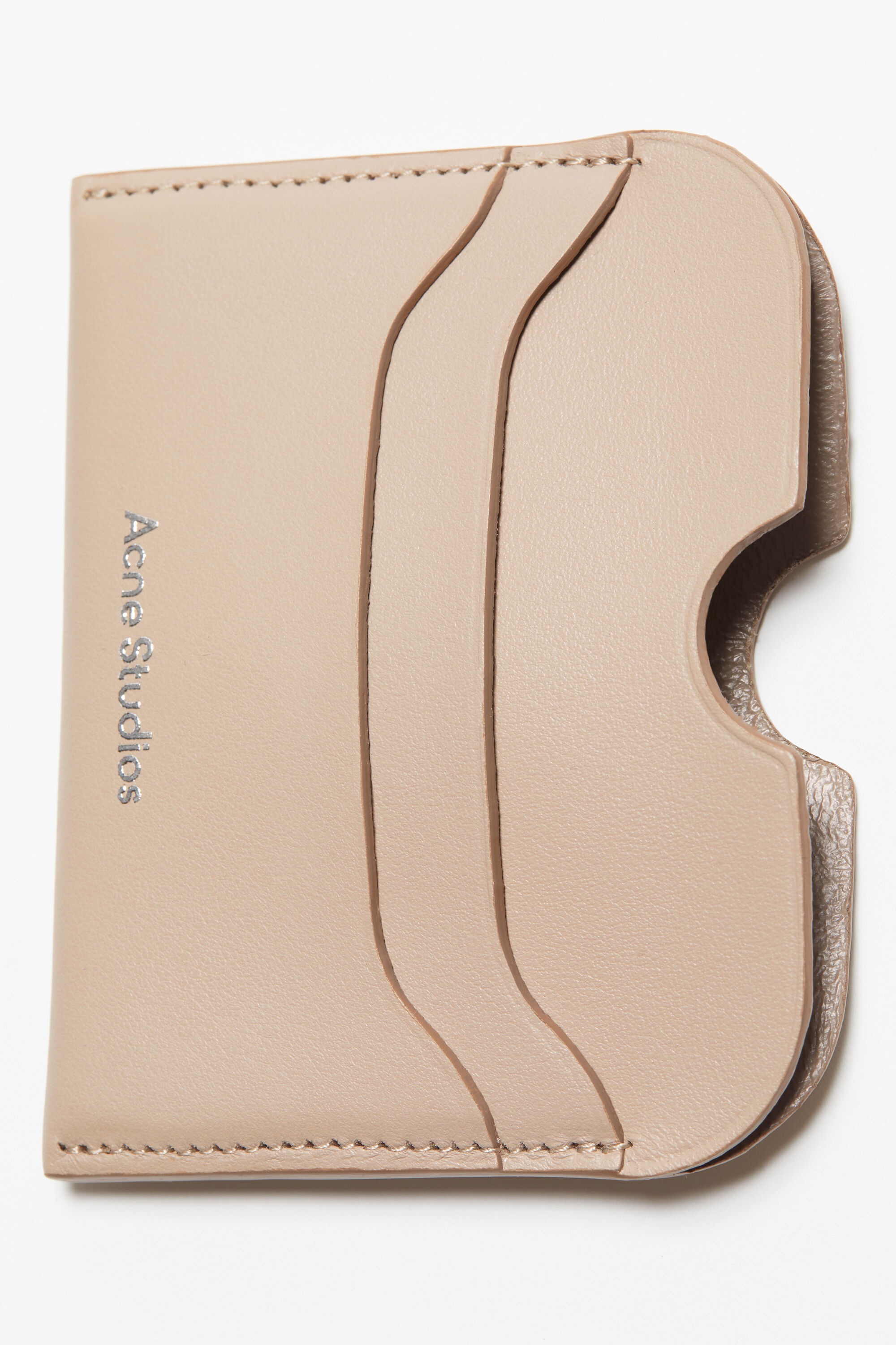 Leather card holder - Taupe beige - 6