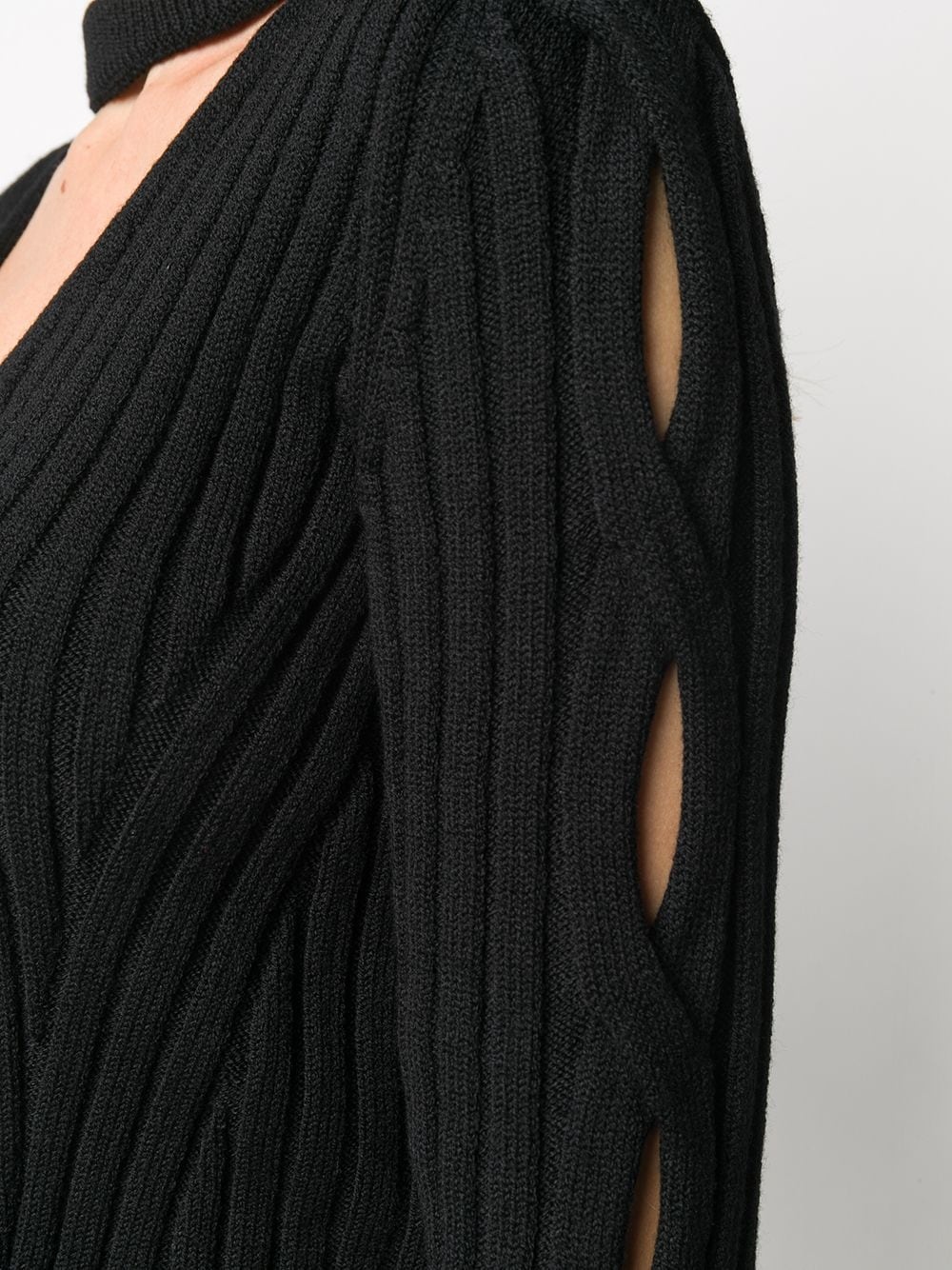 cut-out ribbed V-neck jumper - 5