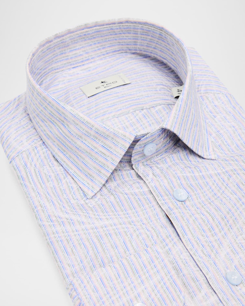 Etro Men's Roma Stripe and Paisley Cotton Jacquard Shirt outlook