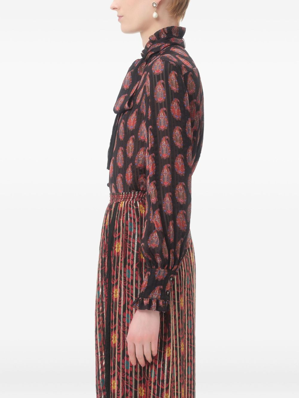 bow-tie printed blouse - 4