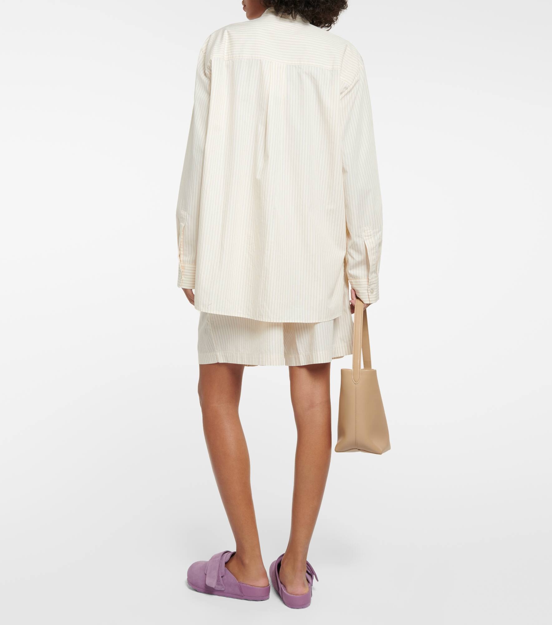 x Tekla striped cotton pajama shirt - 3