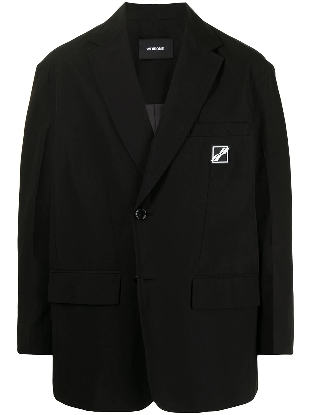 logo-patch single-breasted blazer - 1