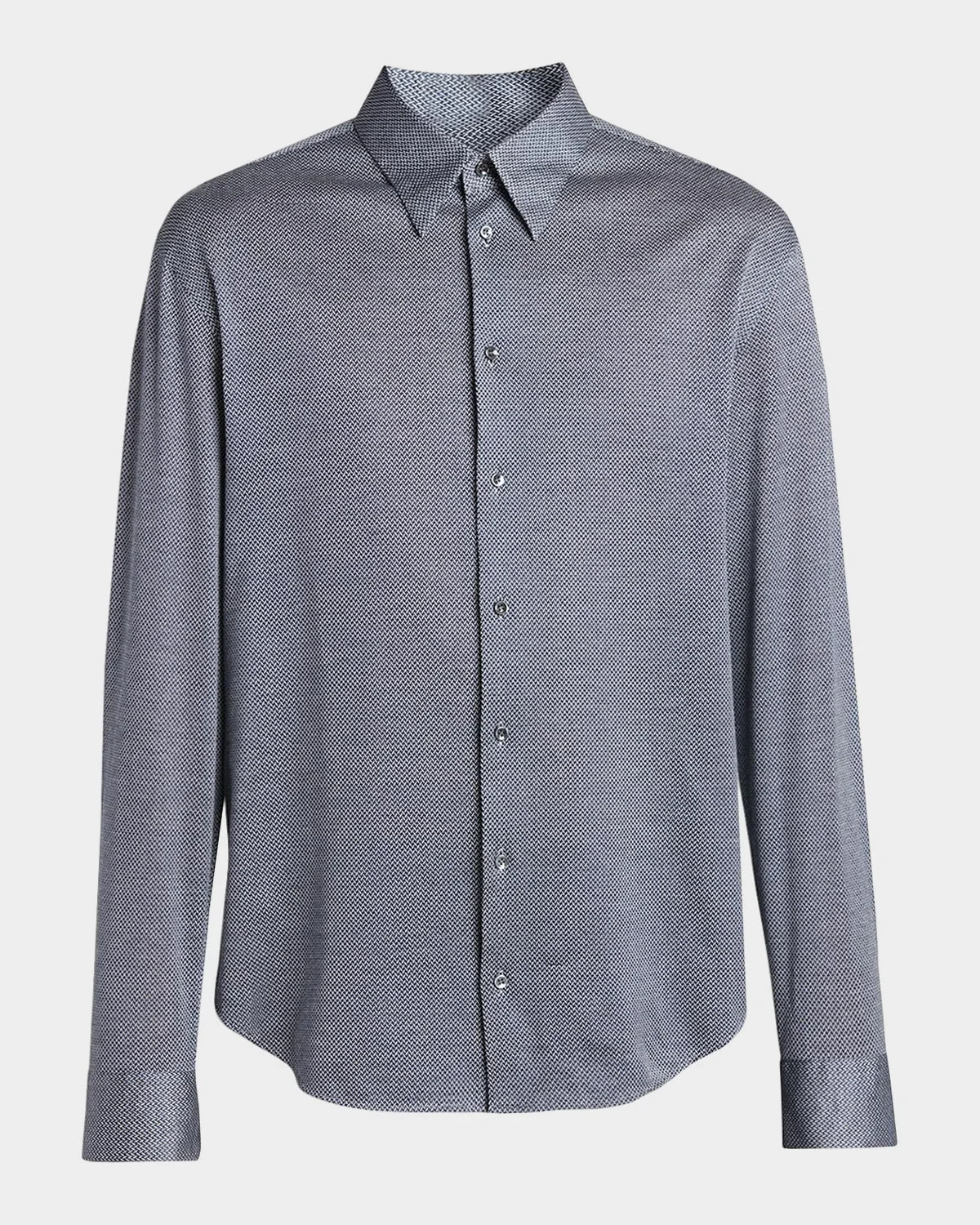 Men's Cotton Micro-Geometric Sport Shirt - 1