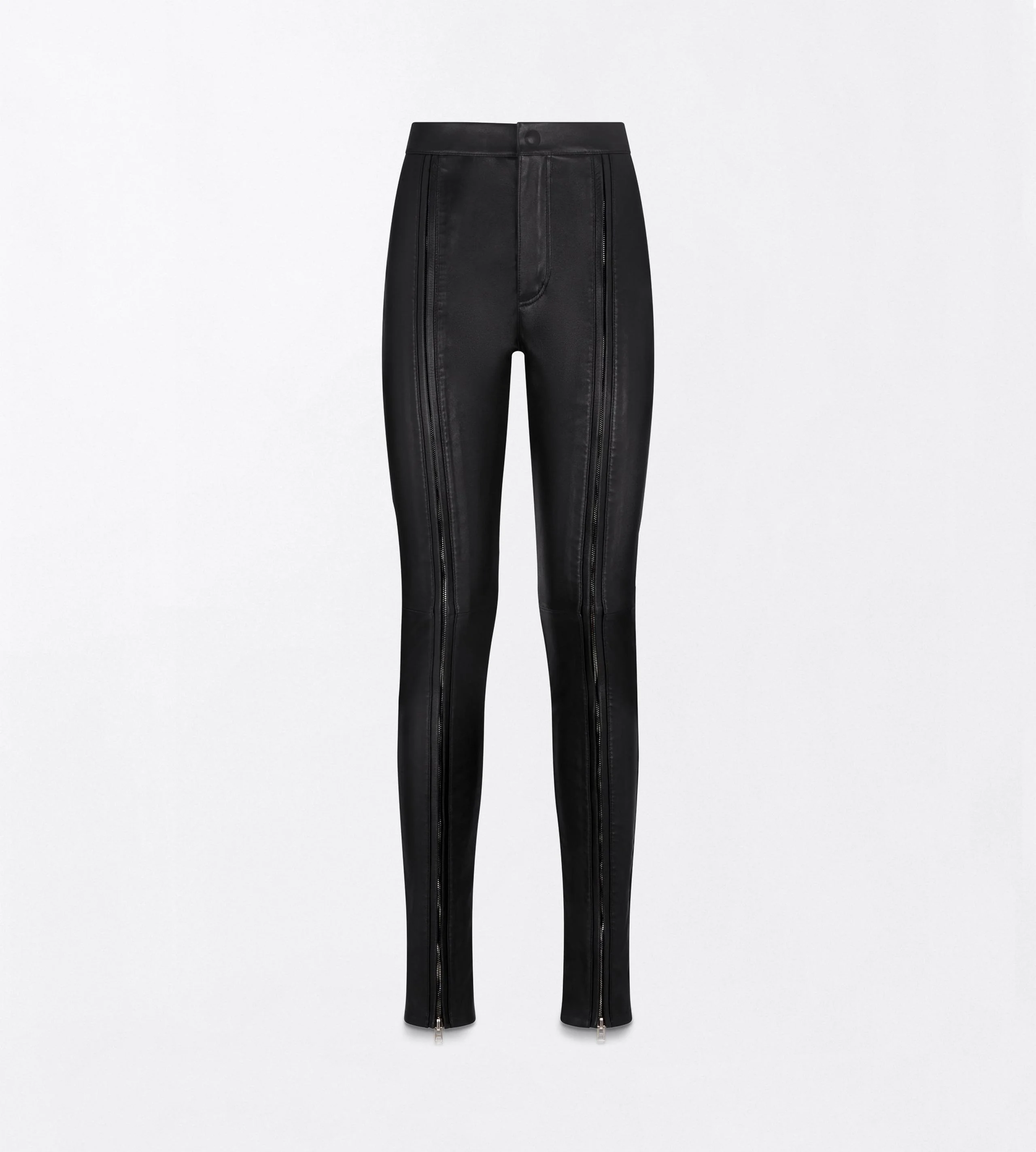 STRETCH NAPPA LEATHER SKINNY PANTS WITH ZIP DETAILS - 1