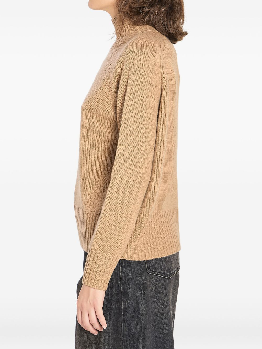 turtleneck ribbed-trim sweater - 3
