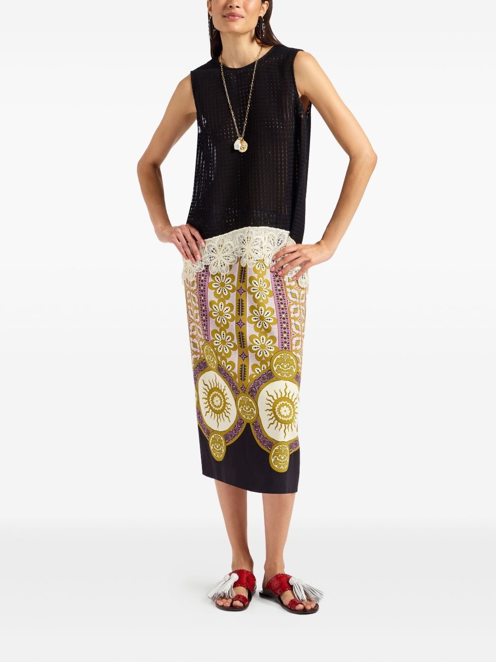 patterned pencil skirt - 2