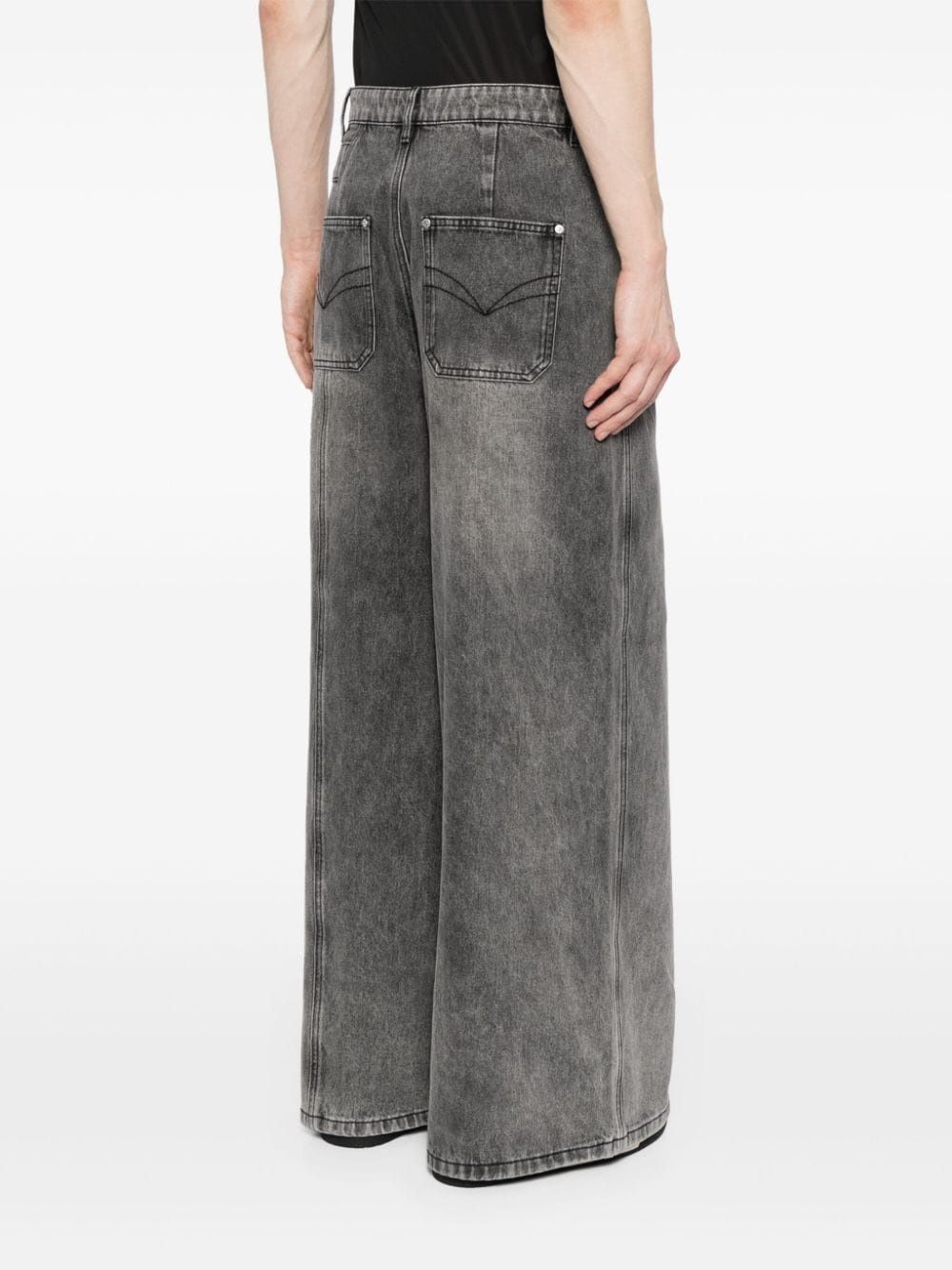 asymmetric-waist wide-leg jeans - 5