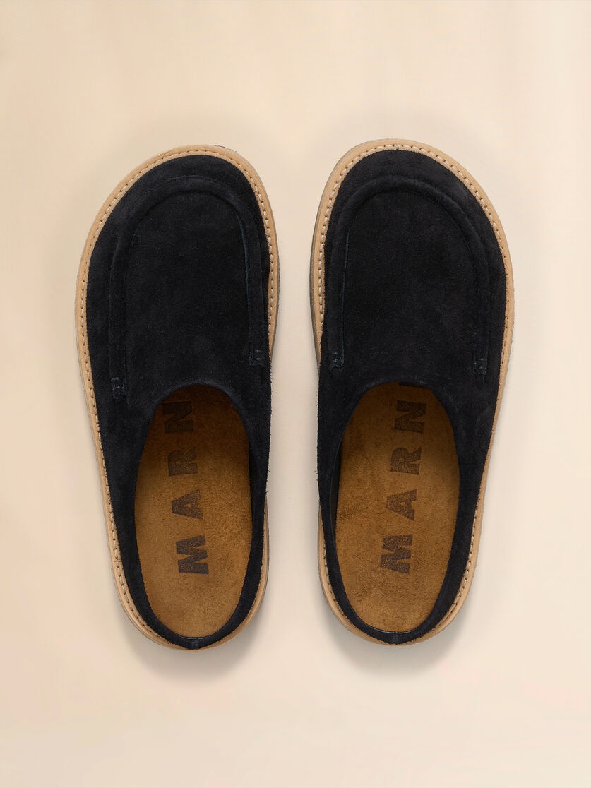 BLACK SUEDE SABOT WITH PARA RUBBER SOLE - 4
