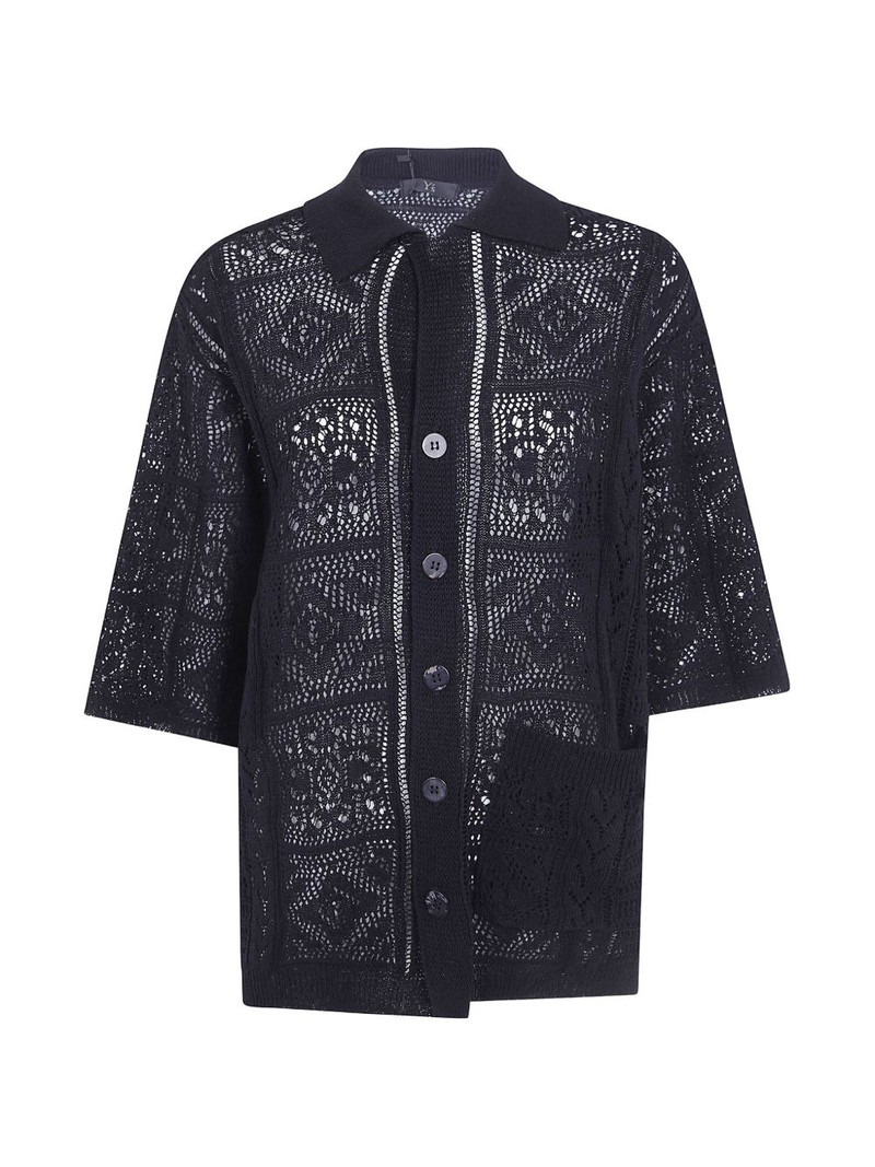 Mexican crochet-knit patch-pocket shirt 1