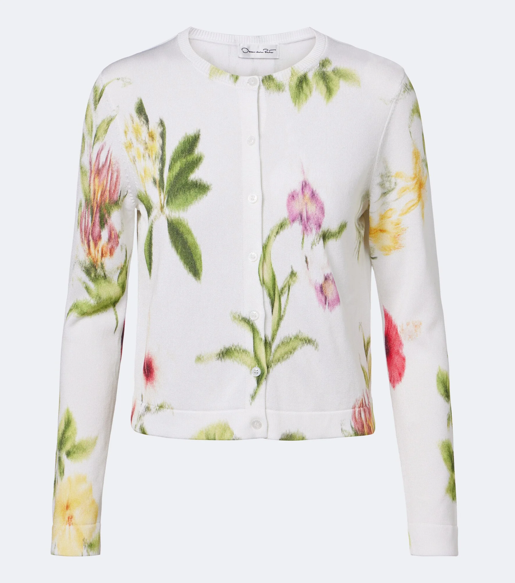 Floral jacquard cotton-blend cardigan - 1