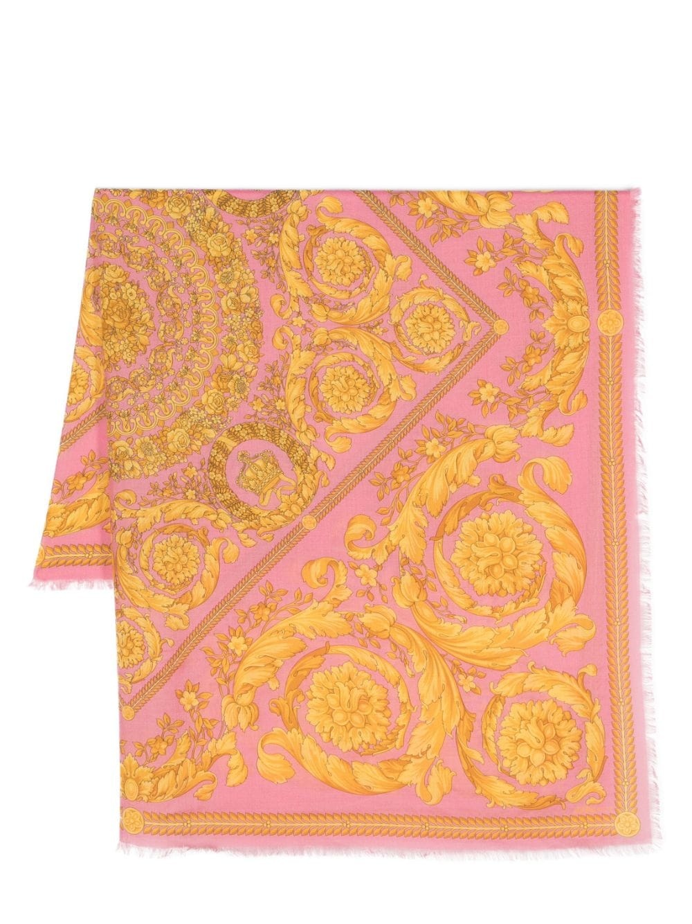 Barocco-print frayed scarf - 1